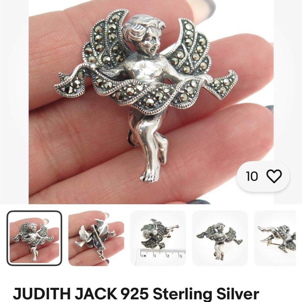 Judith Jack Silver Angel Cherub Brooch with marcasites wonderful gift!
